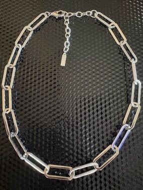 Sugarfix Silver Paperclip Chain Necklace - Versatile Women’s Jewelry. 18”+